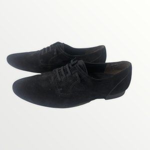 Paul Green Munchin Suede Leather Black Suede Work Career Suit Flat Loafer sz 6